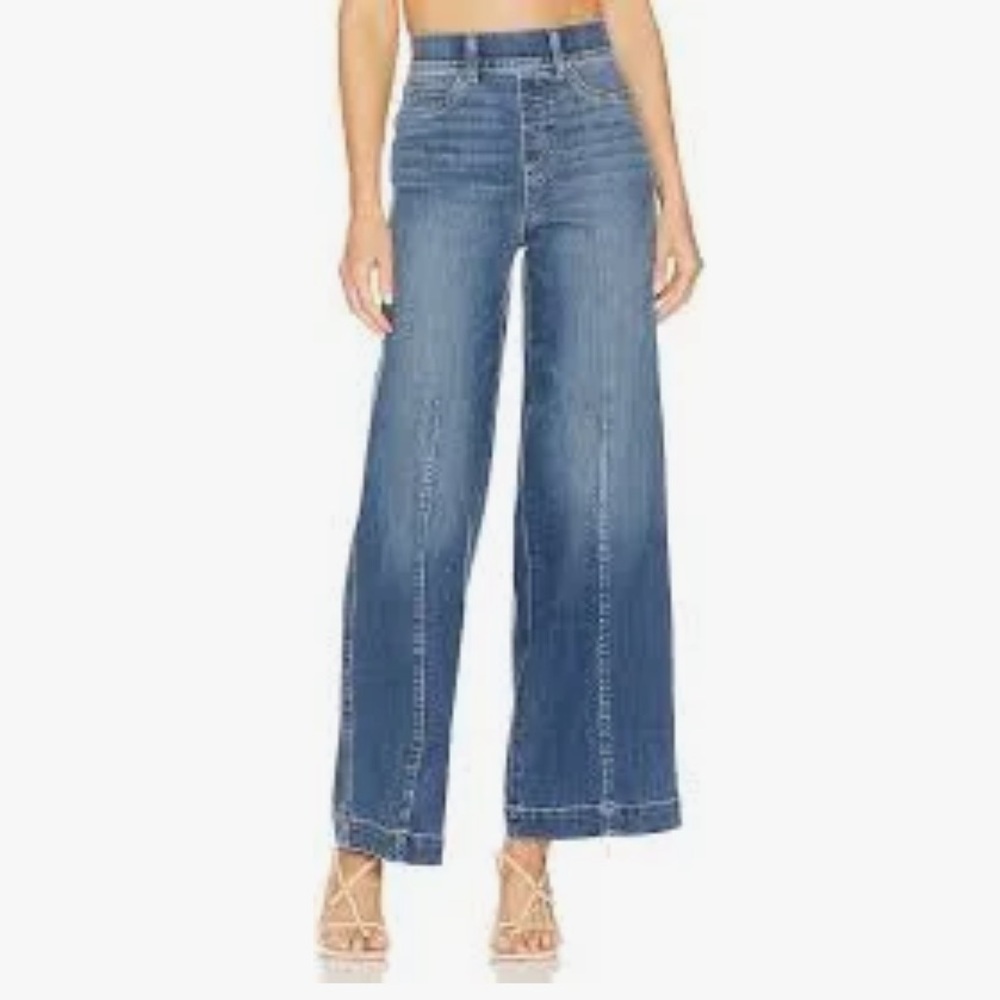 Spanx Seamed Front Wide Leg Jean Vintage Indigo Pull On High Rise NWT-M Tall